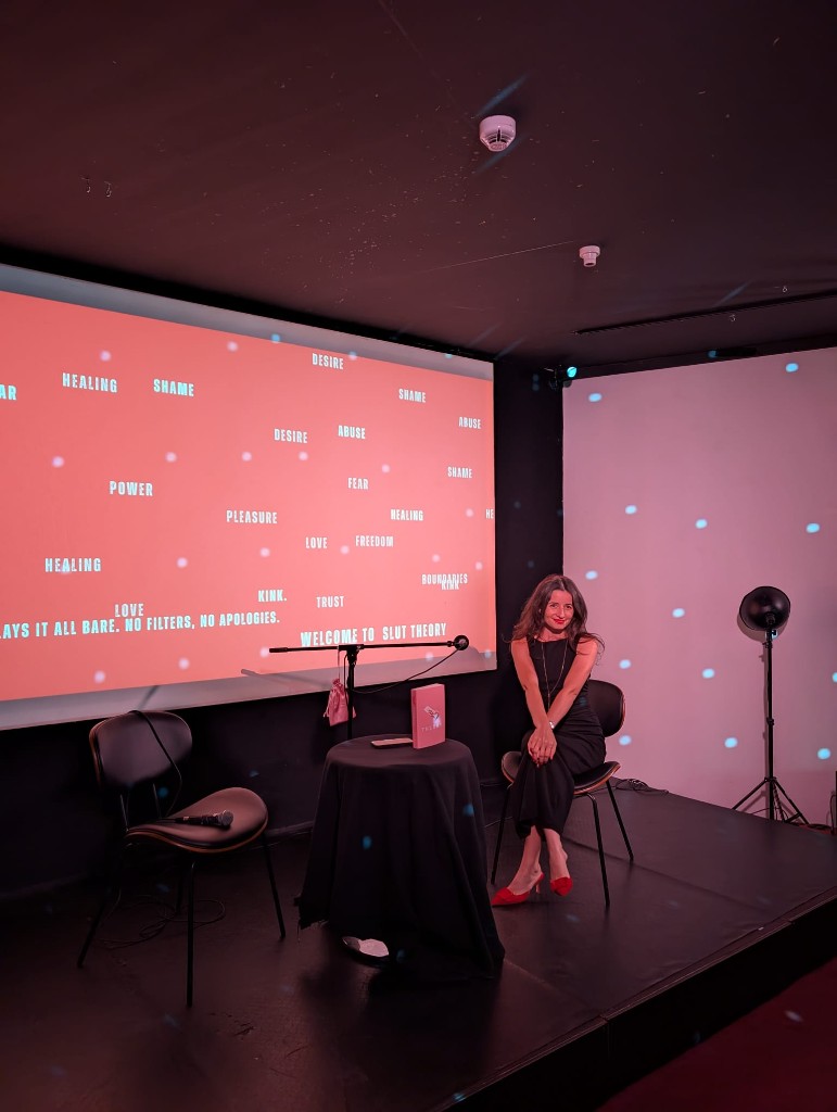 Mihaela at a book talk and launch event